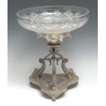 A Victorian silver-plated and cut-glass table centre, retailed by Benetfink & Co, Cheapside,