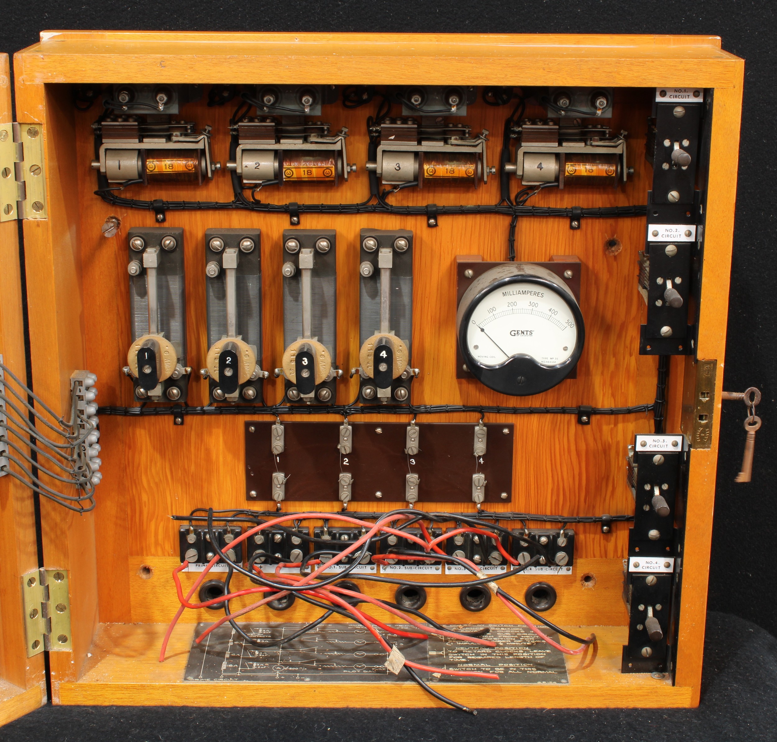 A mid-20th century electric four dial bank or factory clock, by Gents of Leicester, each 14.5cm - Image 2 of 3