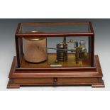 A late Victorian mahogany barograph, by J. Hicks, London, signed, drawer to base, shallow bracket