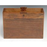 A 19th century rosewood rectangular book safe, outlined throughout with boxwood stringing, 23cm