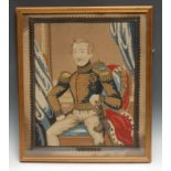 A 19th century needlework picture, worked in coloured wool, depicting Prince Albert (1819 - 1961),