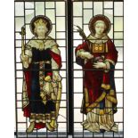 Andrew Stoddart (1876-1941) - a pair of Arts & Crafts stained glass figural panels, King David and