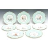 A set of eight Royal Crown Derby circular plates, painted by by W.E.J Dean, signed, with sailing