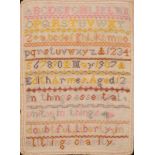 An early 20th century needlework sampler, embroidered by Edith Armes, aged 12, 1908, with