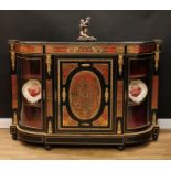 A Victorian gilt metal mounted ebonised and 'Boulle' marquetry credenza, slight break-centre top