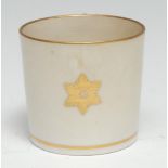 Rev Wilmot Service - a Pinxton coffee can, decorated with gilt star, gilt line borders, c.1802