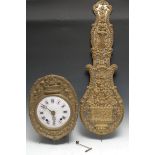 A 19th century French brass comtoise or morbier clock, 20cm enamel dial incribed with Roman