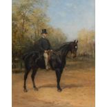 Heywood Hardy (British 1842-1933) Gentleman on a Dark Bay Horse signed, dated 1859, oil on canvas,