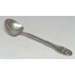 An Australian Arts and Crafts silver serving spoon, the stem pierced with a stylised organic
