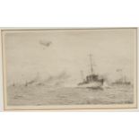 William Lionel Wyllie (1851-1931), by and after, The Convoy, monochrome etching, signed, 16cm x 26cm