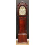 A George III mahogany longcase clock, 35cm arched brass and silvered dial inscribed Charles Edward