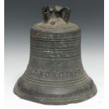 A 19th century bronze church bell, by Taylor & Co, Loughborough, 36cm high, 33cm diam, dated 1860