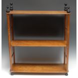 A set of Victorian Patent birch table-top shelves, of Campaign type, incorporating three plateaux,