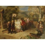 John Massey Wright (1777-1866) The Pilgrimage signed, watercolour, 39cm x 52.5cm