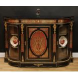 A Victorian gilt metal mounted ebonised and 'Boulle' marquetry credenza, slight break-centre top