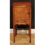 A George III mahogany gentleman's shaving washstand, removable cover enclosing three circular