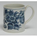 A Worcester Three Flowers pattern coffee can, printed in underglazed blue with flowers and