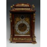 A George II Revival gilt metal mounted walnut bracket clock, 14.5cm rectangular dial with silvered