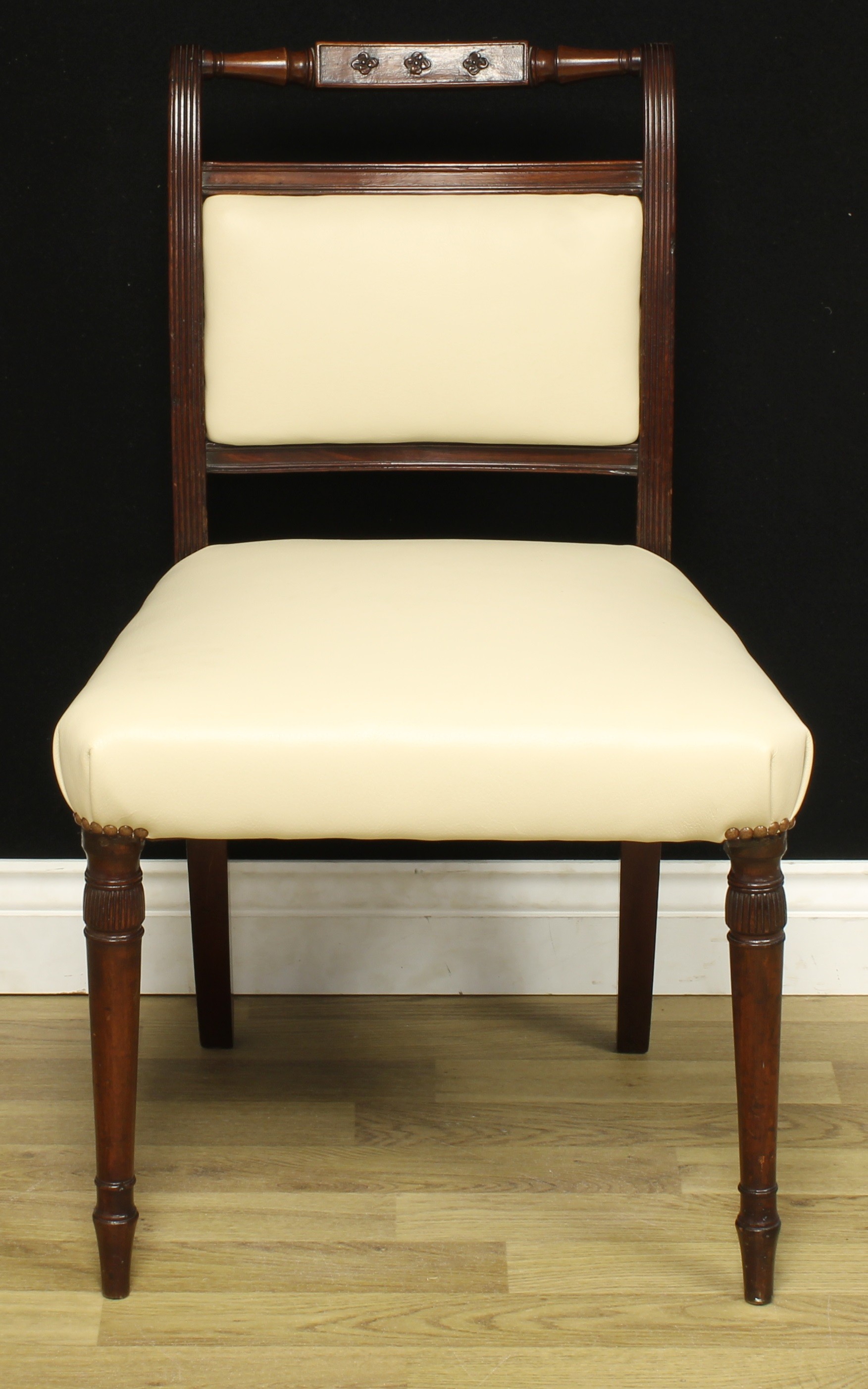 A Scottish Regency mahogany side chair, scroll back, the turned rail centred by a rectangular - Image 2 of 4