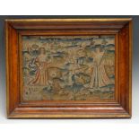 A late 17th/early 18th century needlework picture, in tent stitch canvas work with figures