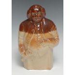 A Doulton Lambeth salt glazed saltware reform flask, moulded as Dr Samuel Johnson, half-length