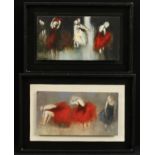 Impressionist School (Contemporary) A pair, Ballerinas Dancing indistinctly signed and dated 07, oil