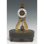 A Napoleon III 'Great Exhibition' A-frame skeleton clock, of small proportions, 5.5cm enamel chapter