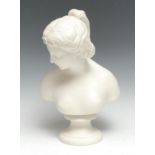 A Victorian Parian bust, possibly Copeland, Flora, socle base, 31cm high