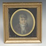 English School (early 19th century) Portrait of a Young Man, bust-length oval, watercolour and