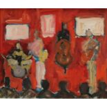 Modern British School The Orchestra signed with monogram MR, oil on canvas, 49cm x 60cm