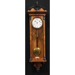 A 19th century walnut Vienna regulator wall clock, 16cm enamel dial inscribed with Roman numerals,