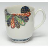 A Worcester large coffee or chocolate cup, painted with the Japan Fan pattern, pseudo Chinese marks,