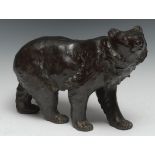Hanehiroya (Japanese Meiji period), a dark patinated bronze, a bear standing sniffing the air, big