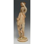 A Royal Worcester figure, The Grecian Water Carrier, she stands in flowing robes, in blush ivory,