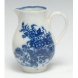 A Caughley Fence pattern sparrow beak jug, printed in blue, S mark, c. 1780-90