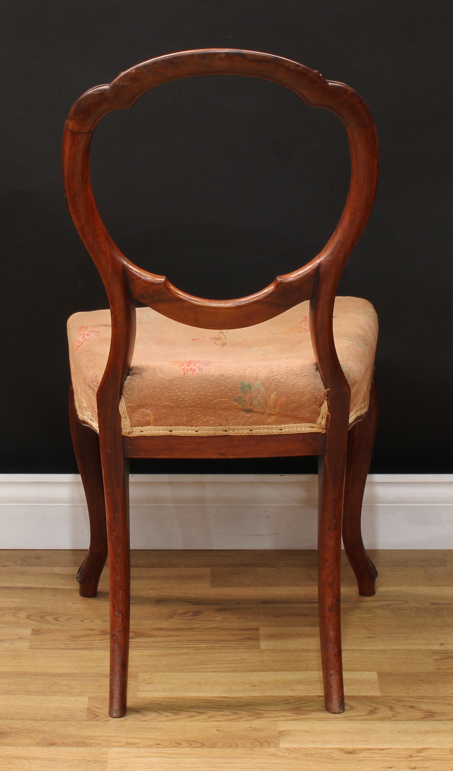 A set of six Victorian mahogany balloon back dining chairs, each with a shaped moulded back carved - Image 5 of 5