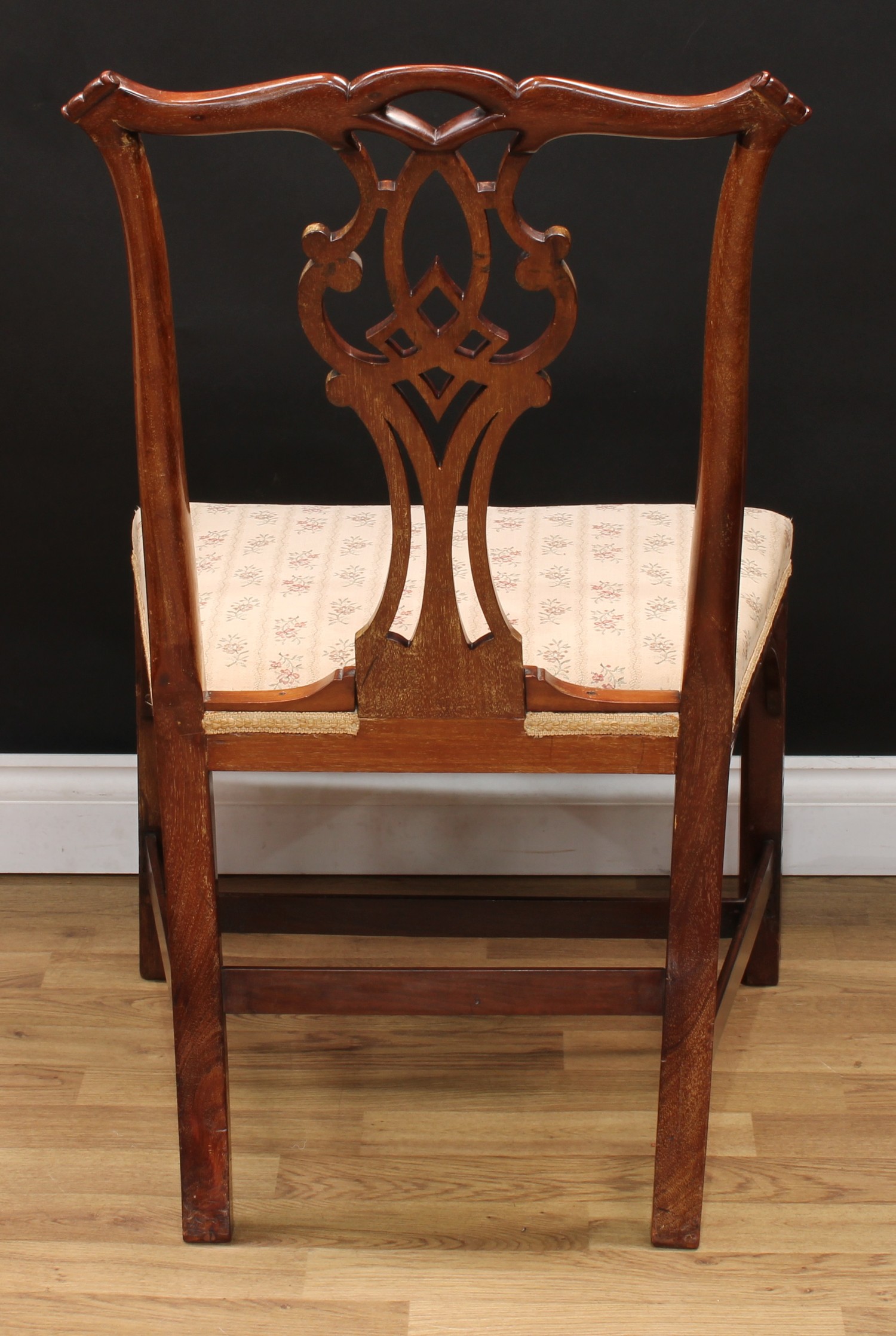 A set of four Chippendale Revival mahogany dining chairs, of broad proportions, each with a cupid' - Image 5 of 5