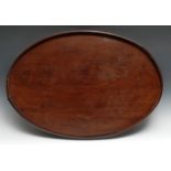 A George III mahogany oval gallery tray, quite plain, 70.5cm wide, c.1800