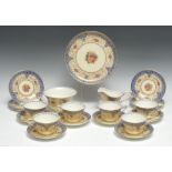 A Royal Worcester part tea service, for six, comprising six cups, saucers, and side plates, a