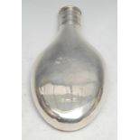 Nathaniel Mills - a Victorian silver tear shaped pocket flask, quite plain, screw-fitting cover,