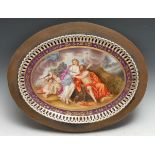 A Vienna porcelain oval cabaret tray, painted by J. Otto, signed, in the Neoclassical taste with