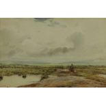 Claude Hayes RI, ROI (1852-1922) The Wareham Marshes signed, titled mount, watercolour, 33.5cm x