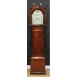 A George III oak longcase clock, 33cm arched enamel dial inscribed James Robertson, Fomarium (