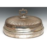 A large George III Old Sheffield Plate half-fluted dome game or meat dish cover, shell crested