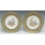 A pair of English Porcelain shaped circular plates, possibly by Copeland Spode, painted with