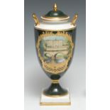 A Wedgwood ?Genius Collection? pedestal ovoid vase and cover, painted by M. Hartnett, with