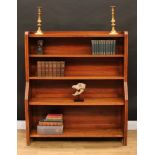 A Victorian walnut open waterfall bookcase, reeded borders, 129cm high, 114.5cm wide, 30cm deep, c.