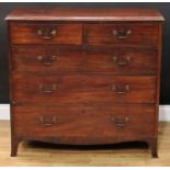 A George III mahogany chest, rectangular top with moulded edge above two short and three long