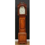 A 19th century oak and mahogany longcase clock, 30.5cm arched enamel dial inscribed J Musgrove,