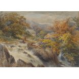 James Stephen Gresley (1829 - 1908) Wash Day at the Waterfall signed, watercolour, 26.5cm x 37cm